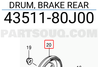 Suzuki 4351180J00 DRUM, BRAKE REAR