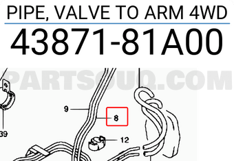 Suzuki 4387181A00 PIPE, VALVE TO ARM 4WD