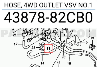 Suzuki 4387882CB0 HOSE, 4WD OUTLET VSV NO.1