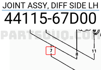 Suzuki 4411567D00 JOINT ASSY, DIFF SIDE LH