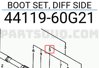 Suzuki 4411960G21 BOOT SET, DIFF SIDE