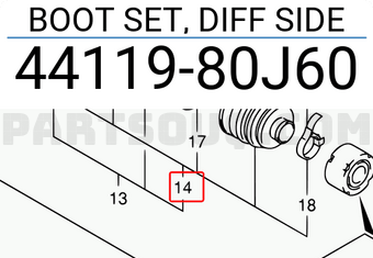 Suzuki 4411980J60 BOOT SET, DIFF SIDE
