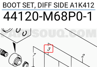 Suzuki 44120M68P01 BOOT SET, DIFF SIDE A1K412