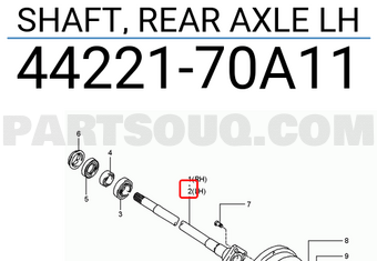 Suzuki 4422170A11 SHAFT, REAR AXLE LH