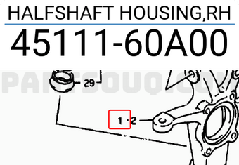 Suzuki 4511160A00 HALFSHAFT HOUSING,RH