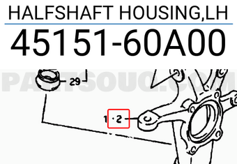 Suzuki 4515160A00 HALFSHAFT HOUSING,LH