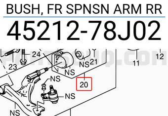 Suzuki 4521278J02 BUSH, FR SPNSN ARM RR