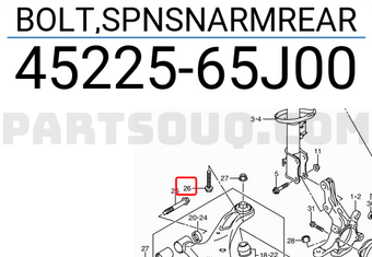Suzuki 4522565J00 BOLT,SPNSNARMREAR
