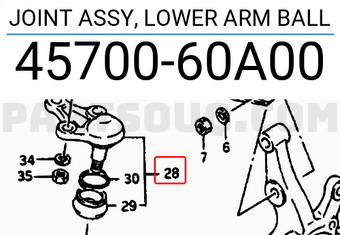 Suzuki 4570060A00 JOINT ASSY, LOWER ARM BALL