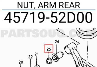 Suzuki 4571952D00 NUT, ARM REAR