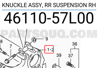 Suzuki 4611057L00 KNUCKLE ASSY, RR SUSPENSION RH