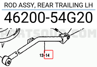 Suzuki 4620054G20 ROD ASSY, REAR TRAILING LH