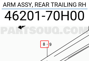 Suzuki 4620170H00 ARM ASSY, REAR TRAILING RH