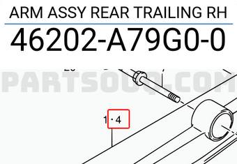 Suzuki 46202A79G00 ARM ASSY REAR TRAILING RH