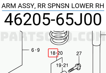 Suzuki 4620565J00 ARM ASSY, RR SPNSN LOWER RH