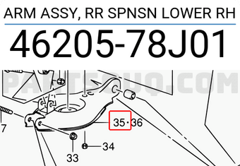 Suzuki 4620578J01 ARM ASSY, RR SPNSN LOWER RH