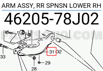 Suzuki 4620578J02 ARM ASSY, RR SPNSN LOWER RH