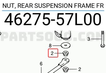Suzuki 4627557L00 NUT, REAR SUSPENSION FRAME FR