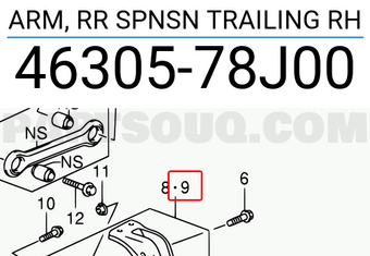 Suzuki 4630578J00 ARM, RR SPNSN TRAILING RH