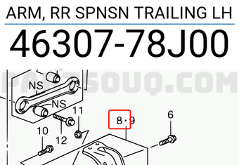 Suzuki 4630778J00 ARM, RR SPNSN TRAILING LH