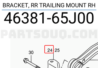 Suzuki 4638165J00 BRACKET, RR TRAILING MOUNT RH