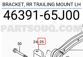 Suzuki 4639165J00 BRACKET, RR TRAILING MOUNT LH