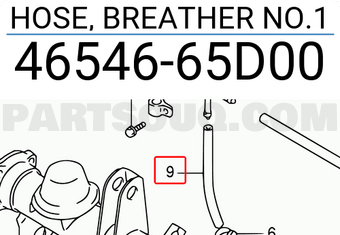 Suzuki 4654665D00 HOSE, BREATHER NO.1