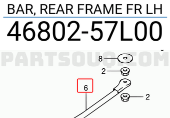 Suzuki 4680257L00 BAR, REAR FRAME FR LH