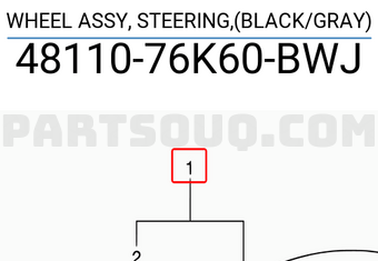 Suzuki 4811076K60BWJ WHEEL ASSY, STEERING,(BLACK/GRAY)