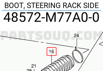 Suzuki 48572M77A00 BOOT, STEERING RACK SIDE