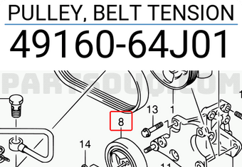 Suzuki 4916064J01 PULLEY, BELT TENSION