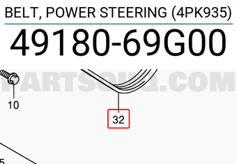 Suzuki 4918069G00 BELT, POWER STEERING (4PK935)