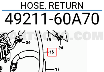 Suzuki 4921160A70 HOSE, RETURN