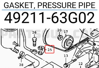 Suzuki 4921163G02 GASKET, PRESSURE PIPE