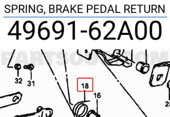 Suzuki 4969162A00 SPRING, BRAKE PEDAL RETURN