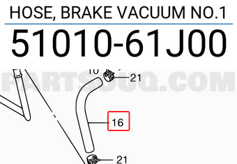 Suzuki 5101061J00 HOSE, BRAKE VACUUM NO.1