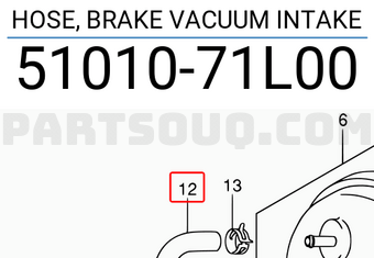 Suzuki 5101071L00 HOSE, BRAKE VACUUM INTAKE