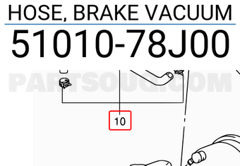 Suzuki 5101078J00 HOSE, BRAKE VACUUM