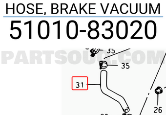 Suzuki 5101083020 HOSE, BRAKE VACUUM