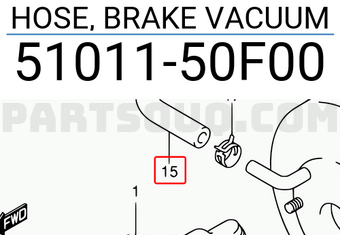Suzuki 5101150F00 HOSE, BRAKE VACUUM