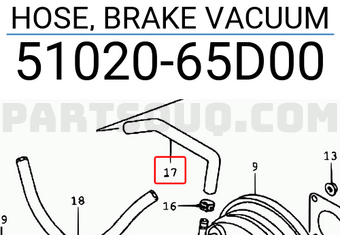 Suzuki 5102065D00 HOSE, BRAKE VACUUM