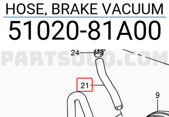 Suzuki 5102081A00 HOSE, BRAKE VACUUM