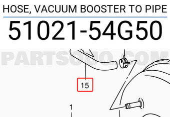 Suzuki 5102154G50 HOSE, VACUUM BOOSTER TO PIPE