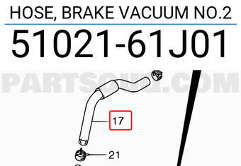 Suzuki 5102161J01 HOSE, BRAKE VACUUM NO.2