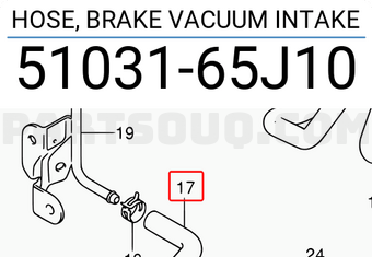 Suzuki 5103165J10 HOSE, BRAKE VACUUM INTAKE
