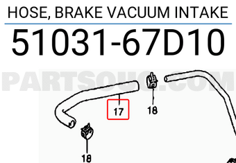 Suzuki 5103167D10 HOSE, BRAKE VACUUM INTAKE