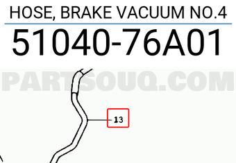 Suzuki 5104076A01 HOSE, BRAKE VACUUM NO.4