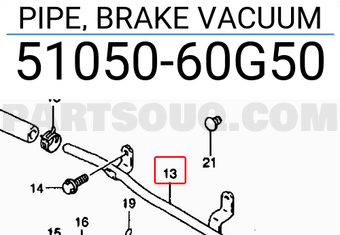 Suzuki 5105060G50 PIPE, BRAKE VACUUM