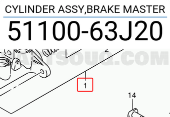Suzuki 5110063J20 CYLINDER ASSY,BRAKE MASTER