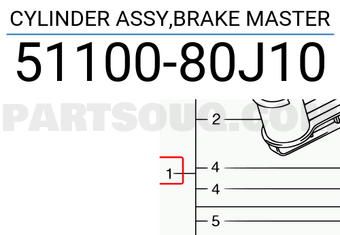 Suzuki 5110080J10 CYLINDER ASSY,BRAKE MASTER